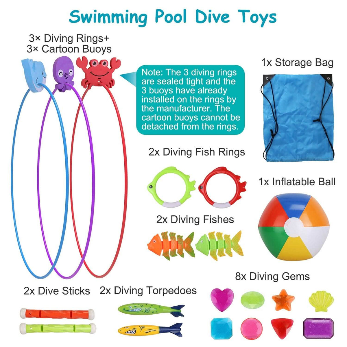 24-Pieces: Diving Toys Swimming Pool for Aged 3+ Years Old 4