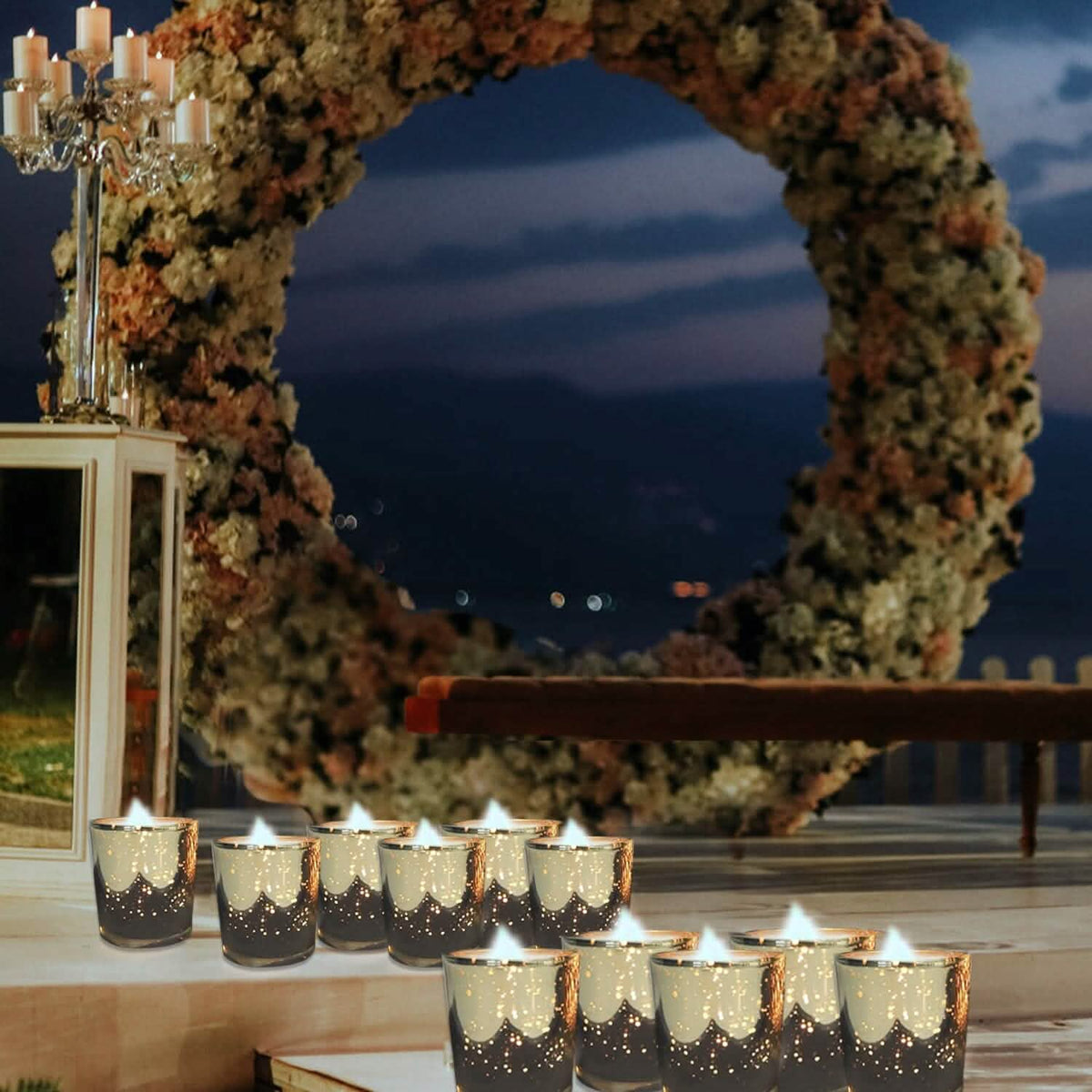 24-Pieces Gold Votive Tealights Candle Holder Mercury Glass 12