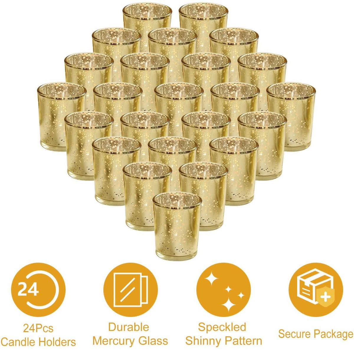 24-Pieces Gold Votive Tealights Candle Holder Mercury Glass 4