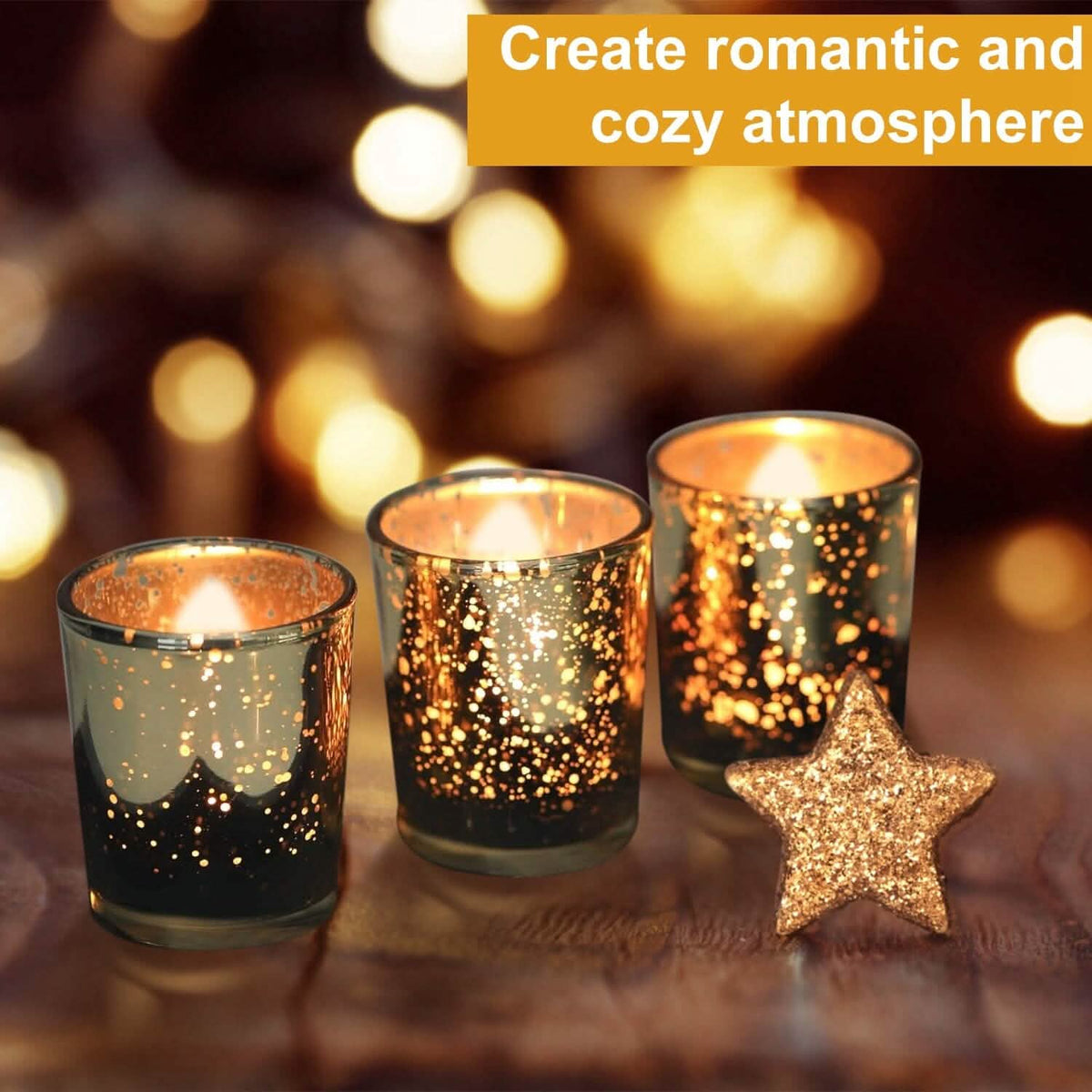 24-Pieces Gold Votive Tealights Candle Holder Mercury Glass 8