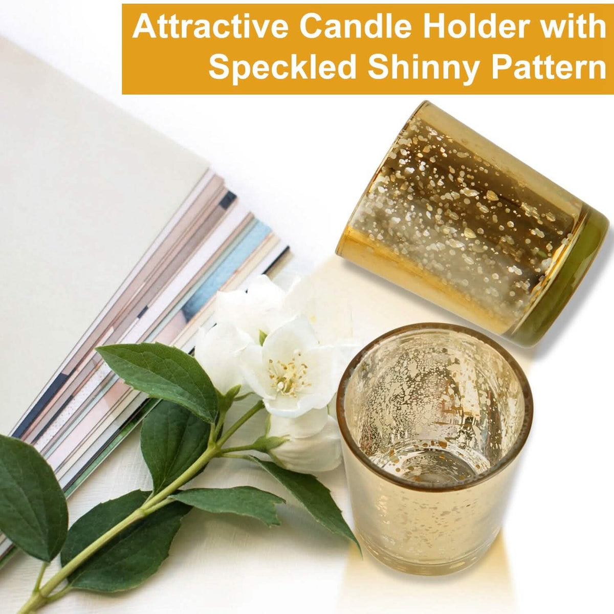 24-Pieces Gold Votive Tealights Candle Holder Mercury Glass 9