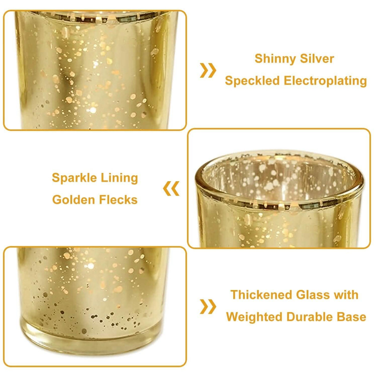 24-Pieces Gold Votive Tealights Candle Holder Mercury Glass 5