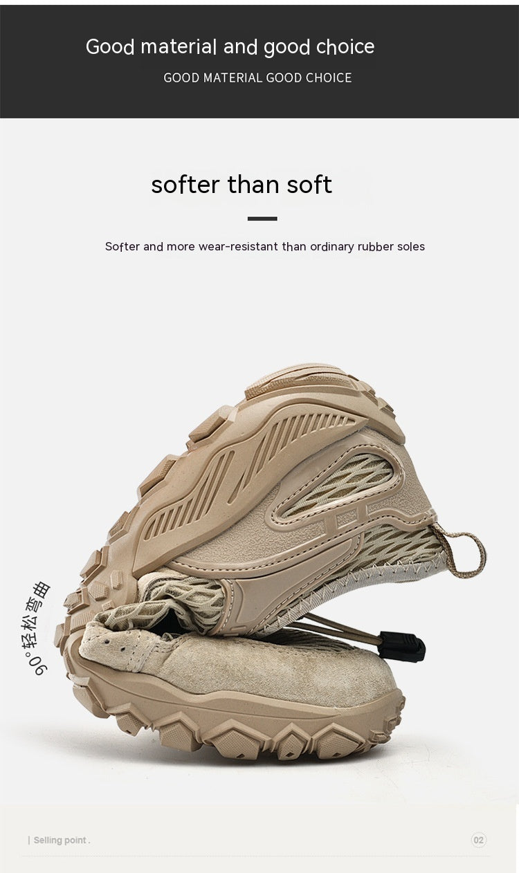 Men's Summer Leather Breathable Outdoor Sports Casual Shoes Non-slip Soft-soled Mesh Surface Hiking Shoes 10