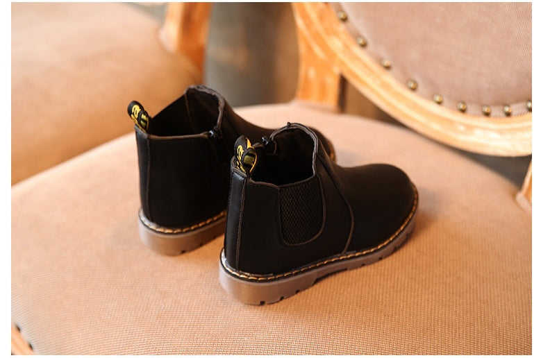 autumn and winter children's shoes short boots boys' leather boots girls Europe and the United States big children's boots single boots 4
