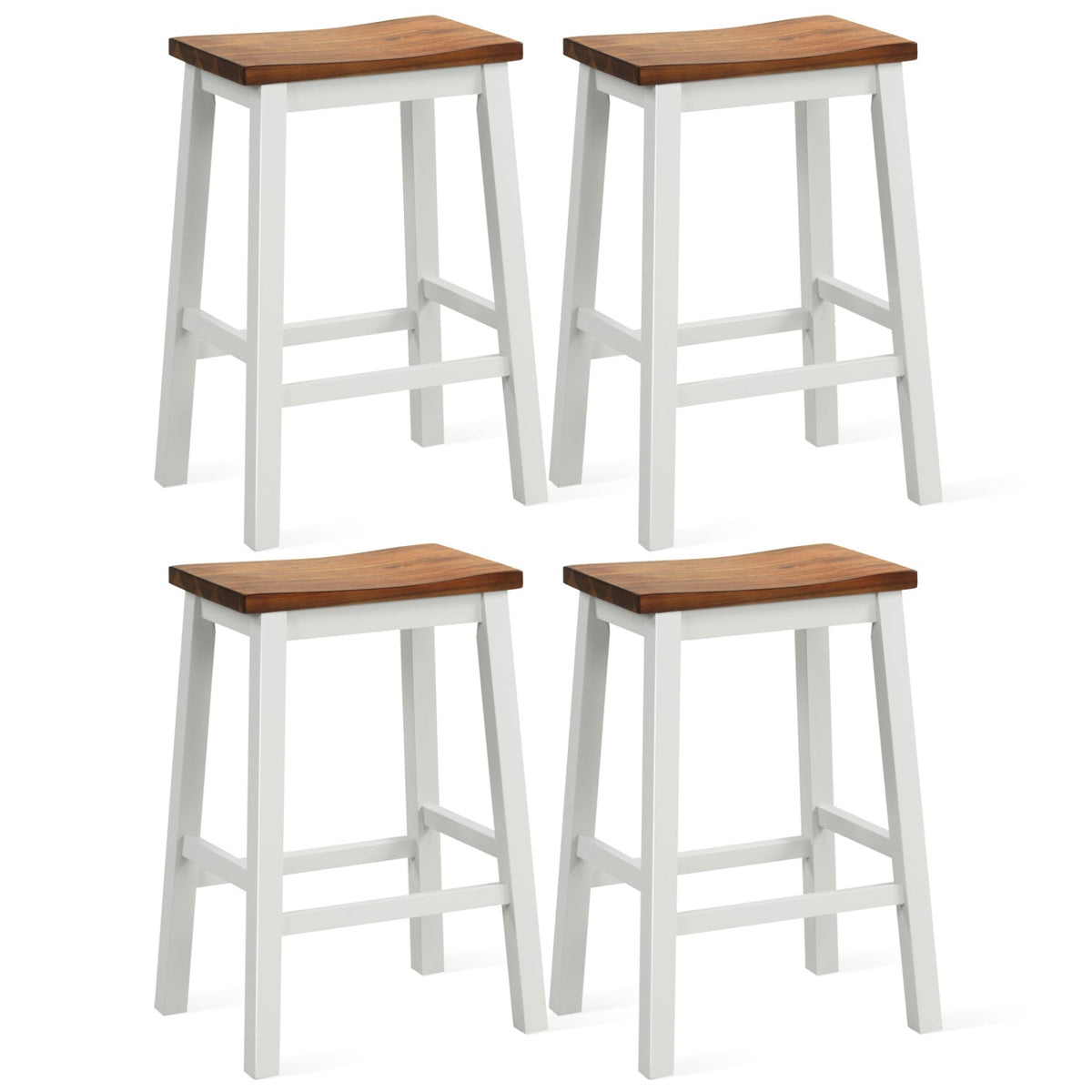 Saddle Bar Stools Set of 4 with Footrests, 24.5-Inch 2