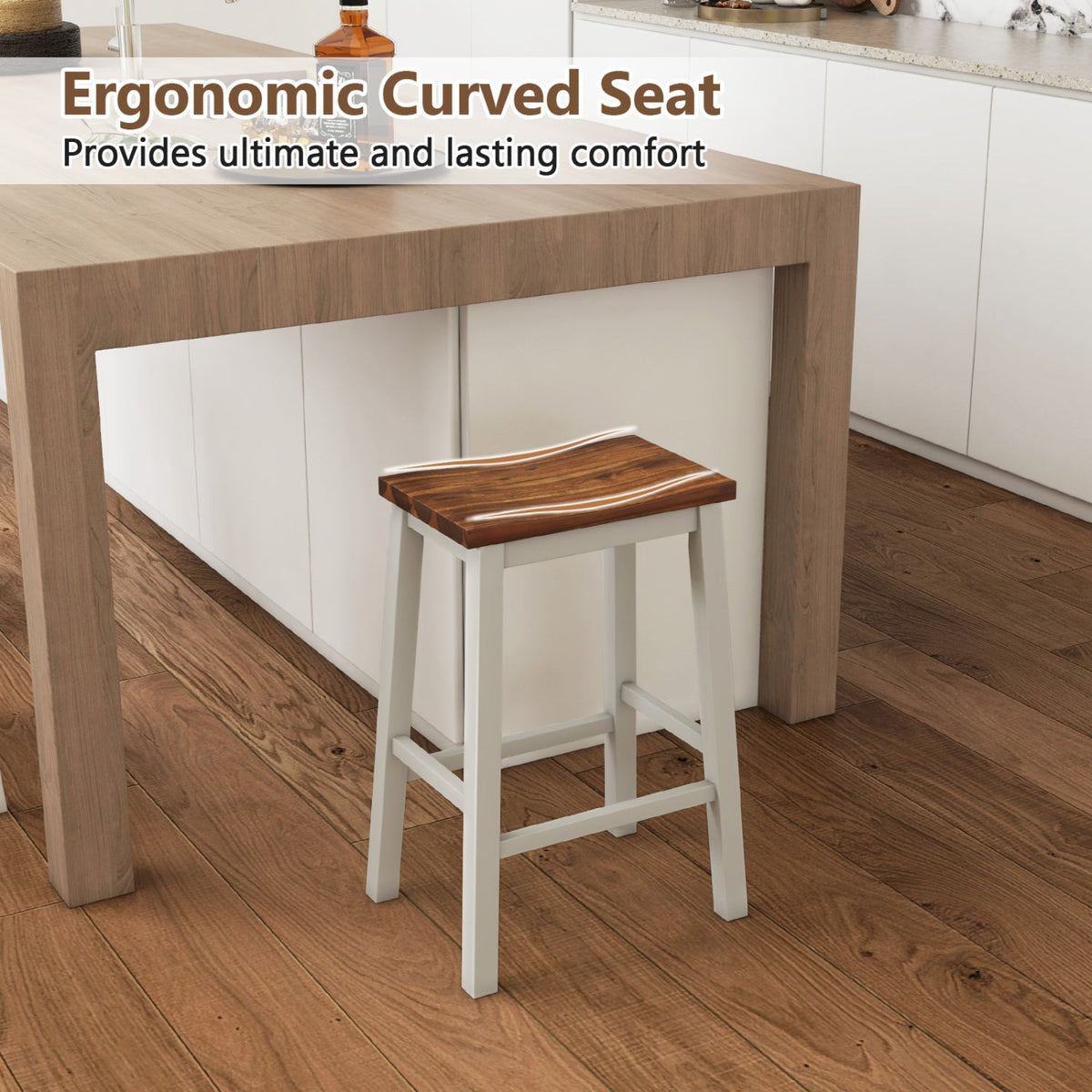 Saddle Bar Stools Set of 4 with Footrests, 24.5-Inch 5