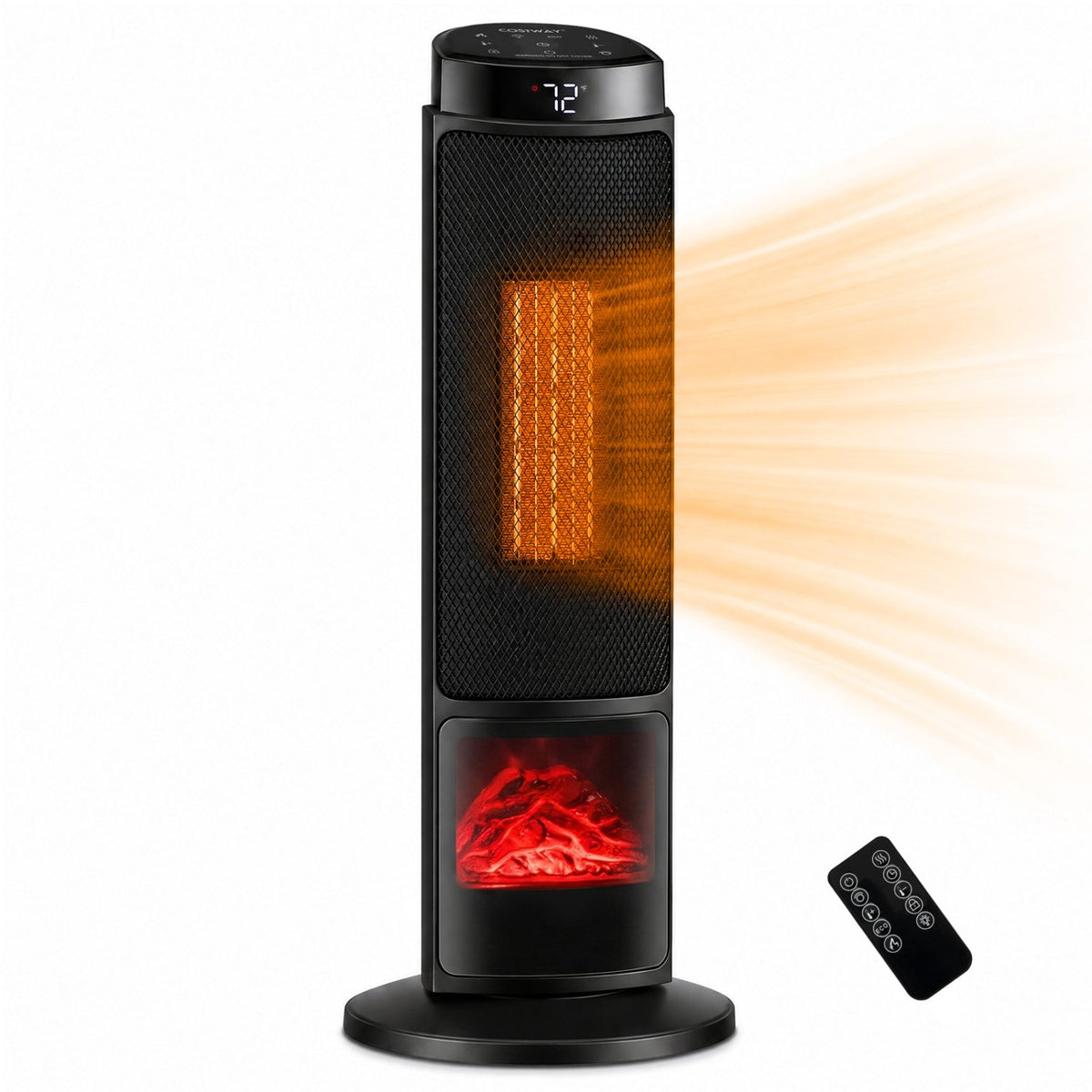 24-Inch PTC Ceramic Tower Space Heater with 7-Color Flame 1
