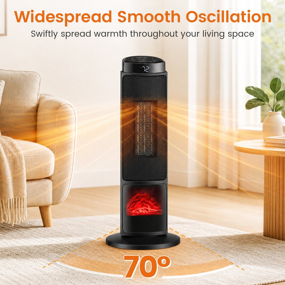 24-Inch PTC Ceramic Tower Space Heater with 7-Color Flame 6