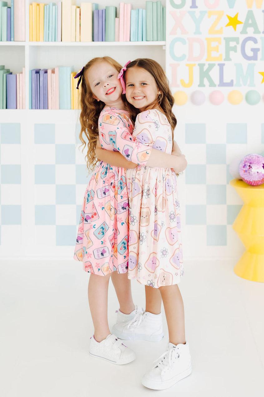 Girly Pop 3/4 Sleeve Pocket Twirl Dress 3