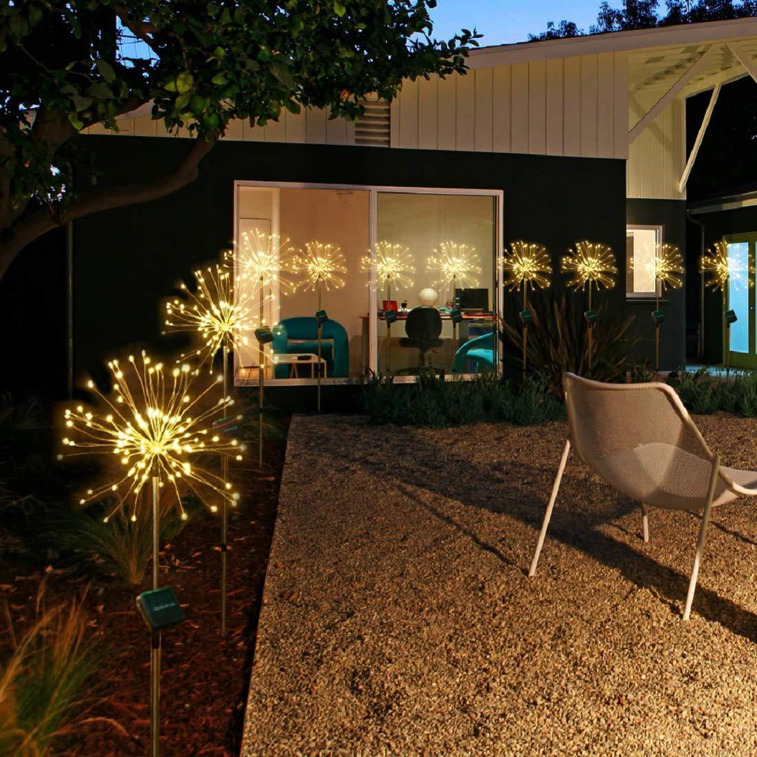 New Ground Plug Solar Fireworks Light LED Light String Copper Wire Outdoor Garden Decoration Star Lights Christmas Lights 28