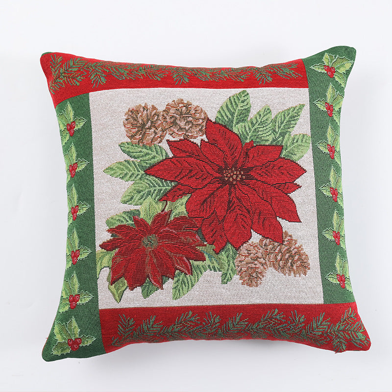 Christmas Pillow Cover (without core) Woven Cartoon Elk Snowman European and American Festival Cushion Sofa 10