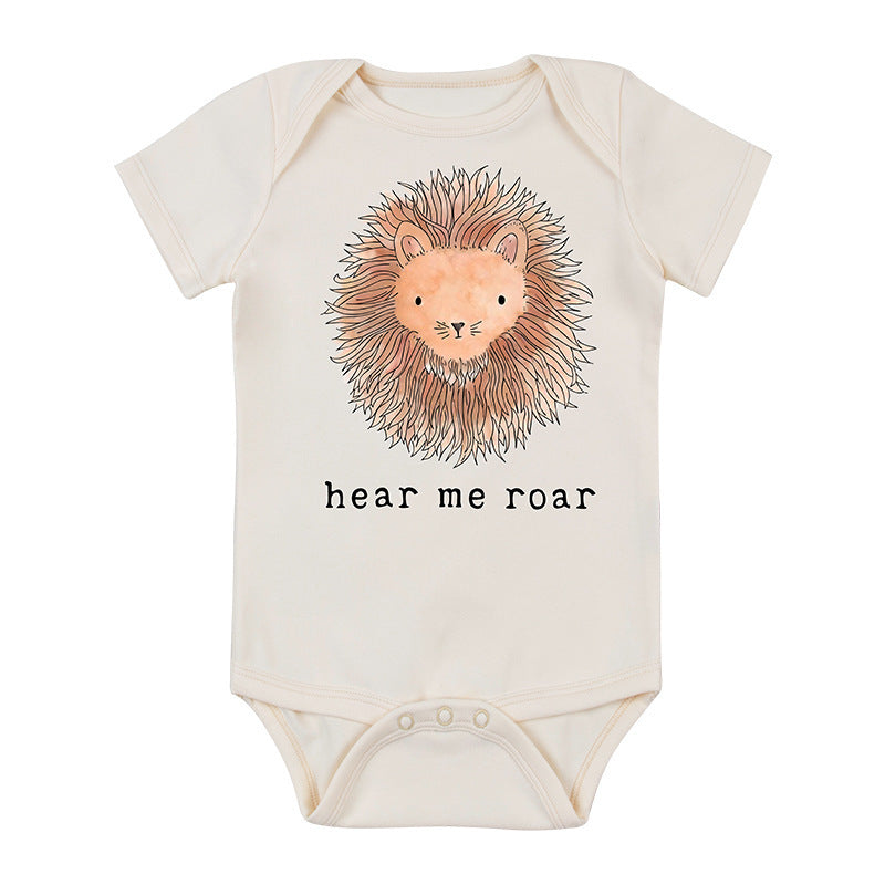 Cute Printed Short Sleeved Romper For Babies 3