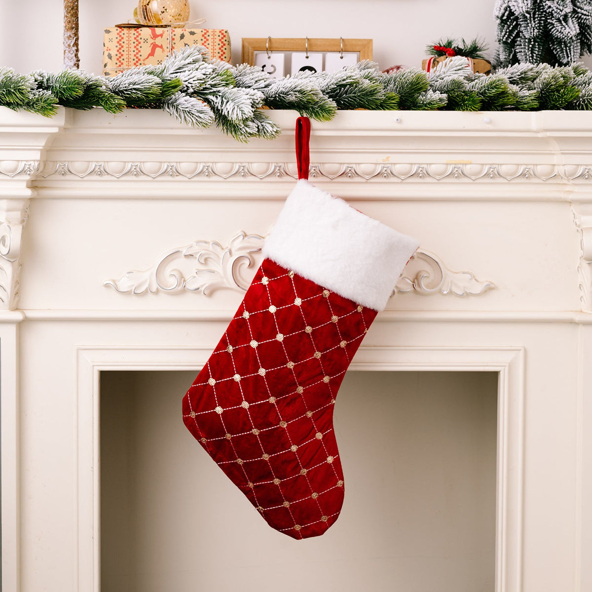 Christmas decoration supplies, high-end Christmas socks, red Christmas stockings, gift bags, tree hanging gift socks 6