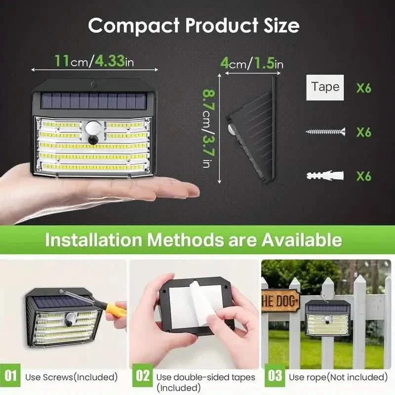 126 LED Solar Outdoor Lights Cold White Motion Sensor 270° Wide Angle Lighting Security Solar Powered Flood Lights 2
