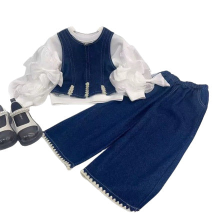 New Kids T-ShirtVest And Wide-Leg Pants Three-Piece Set 5