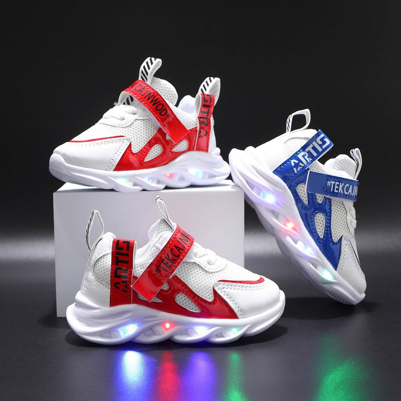 Children's Alphabet Webbing Mesh Breathable Kids Luminous Shoes Casual Sports Shoes 1