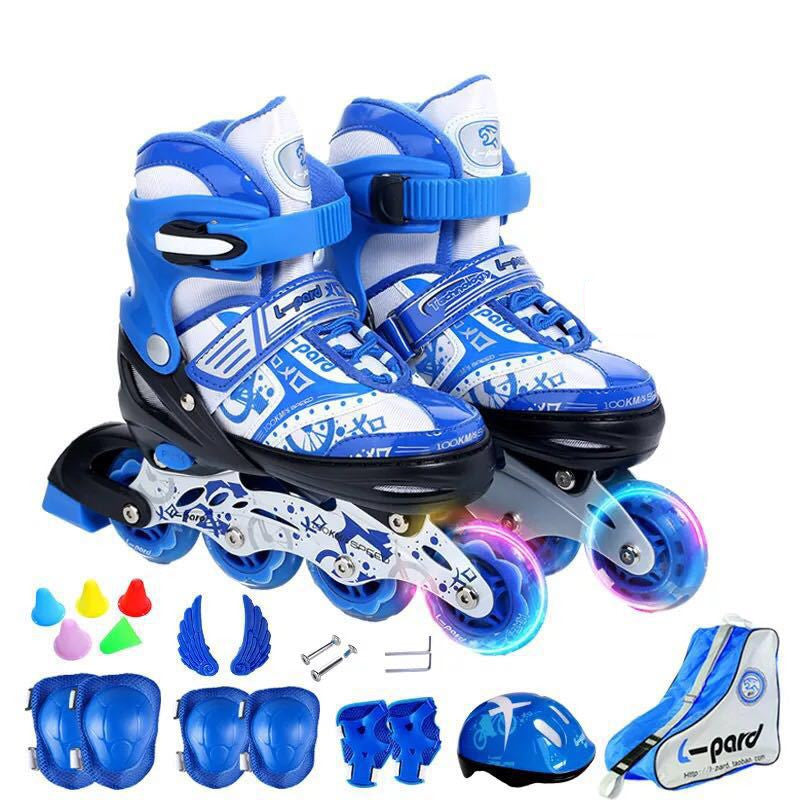 Skate Children Full Set Beginner Adjustable Skate Shoes Boys Roller Skates Women 2