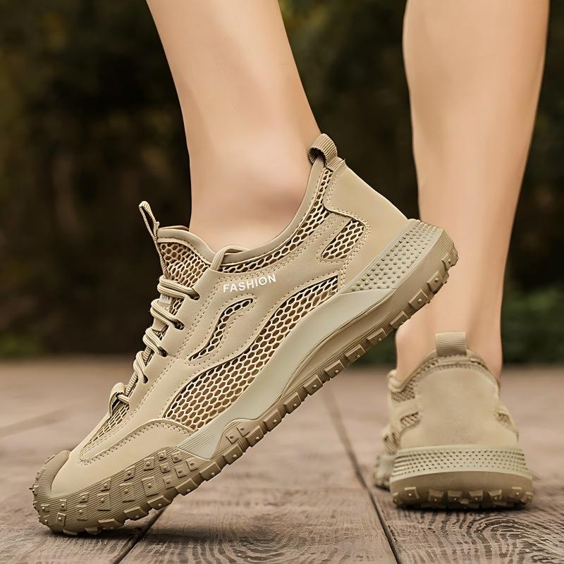 Men's Four-Season Breathable Mesh Work Sneakers, Outdoor Casual Shoes With Tire Pattern Soles 4