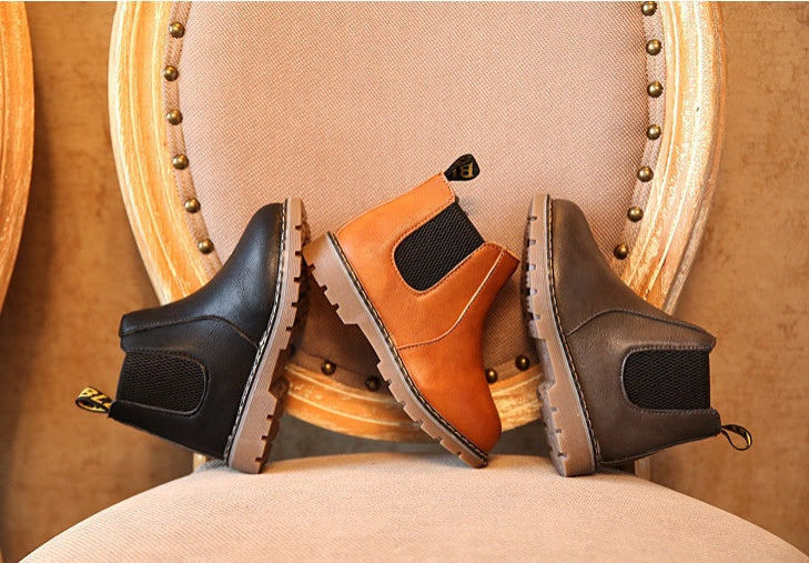 autumn and winter children's shoes short boots boys' leather boots girls Europe and the United States big children's boots single boots 2