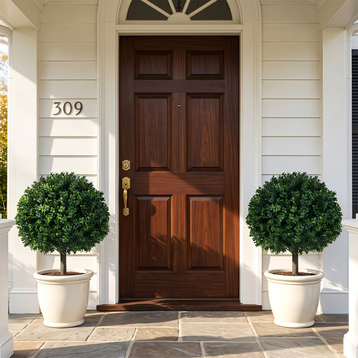 Artificial Boxwood Topiary Trees 27" Set of 2 with Ground Spikes 1