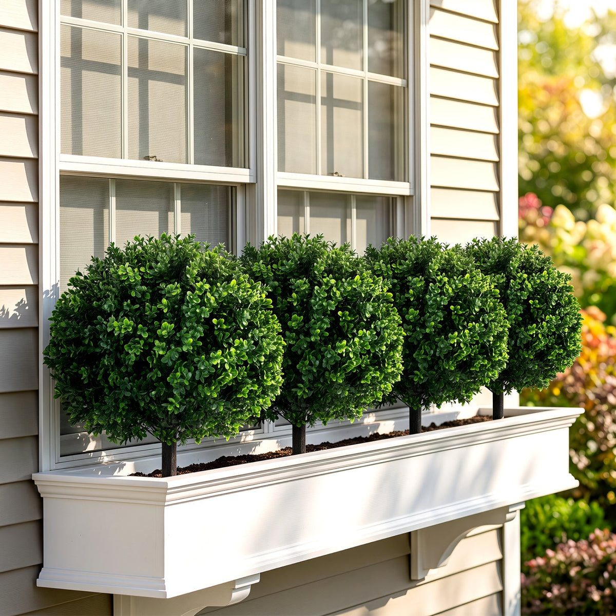 Artificial Boxwood Topiary Trees 27" Set of 2 with Ground Spikes 2