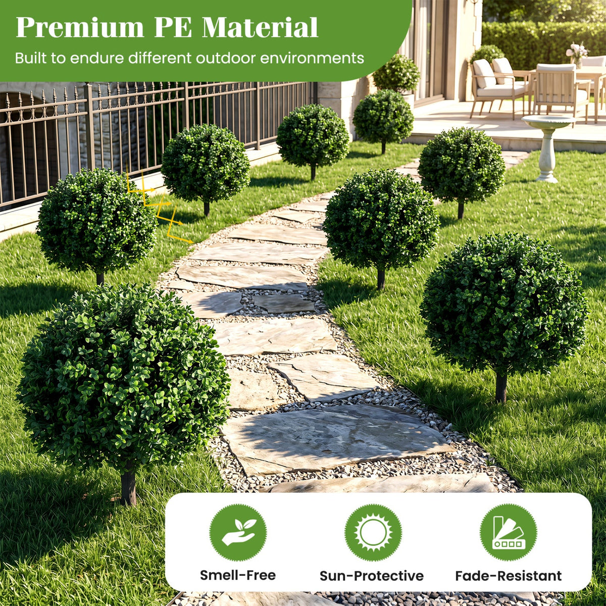 Artificial Boxwood Topiary Trees 27" Set of 2 with Ground Spikes 6