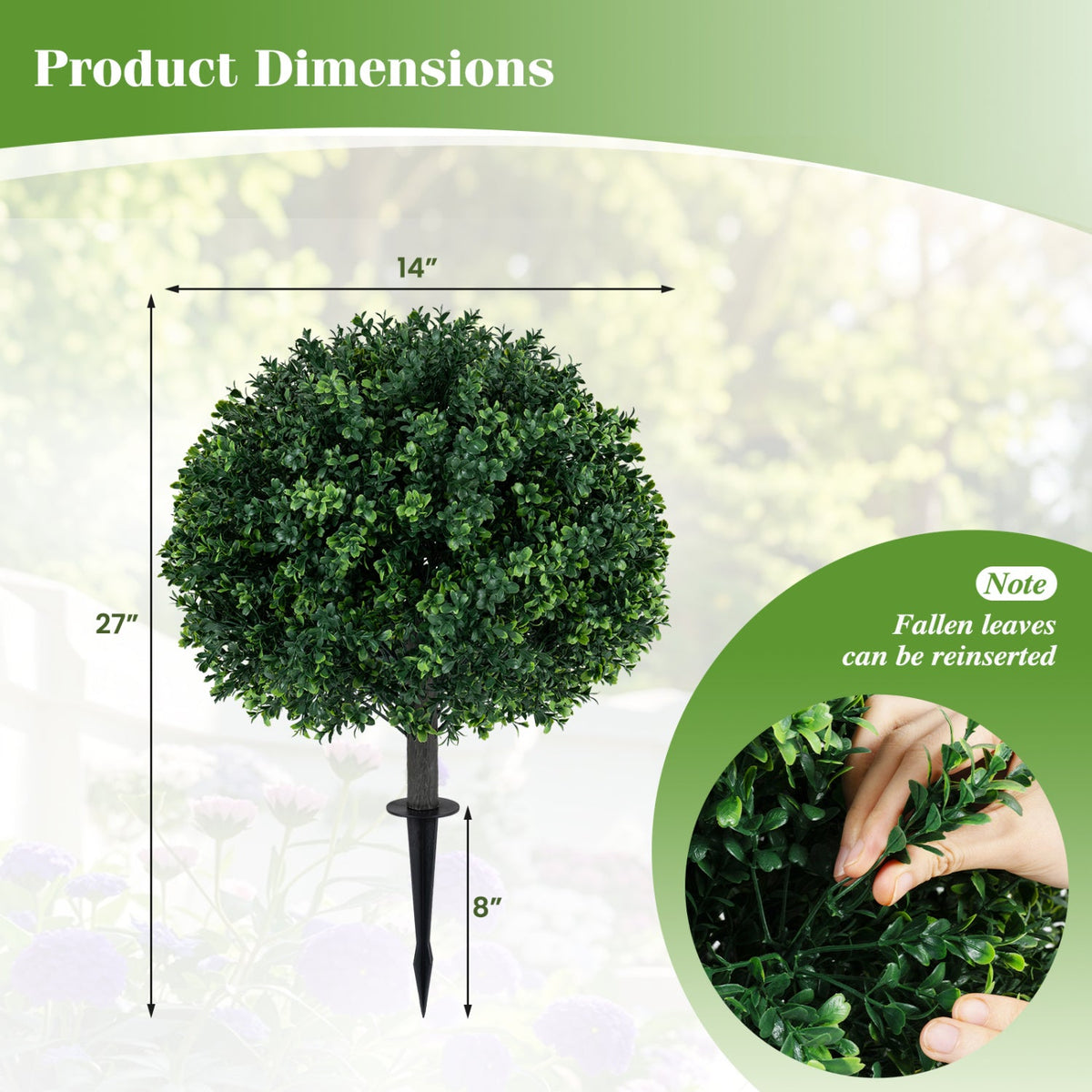 Artificial Boxwood Topiary Trees 27" Set of 2 with Ground Spikes 5