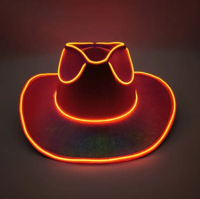 Halloween Carnival Party LED Wireless Fluorescent Colorful Cowboy Flashing Hat 18