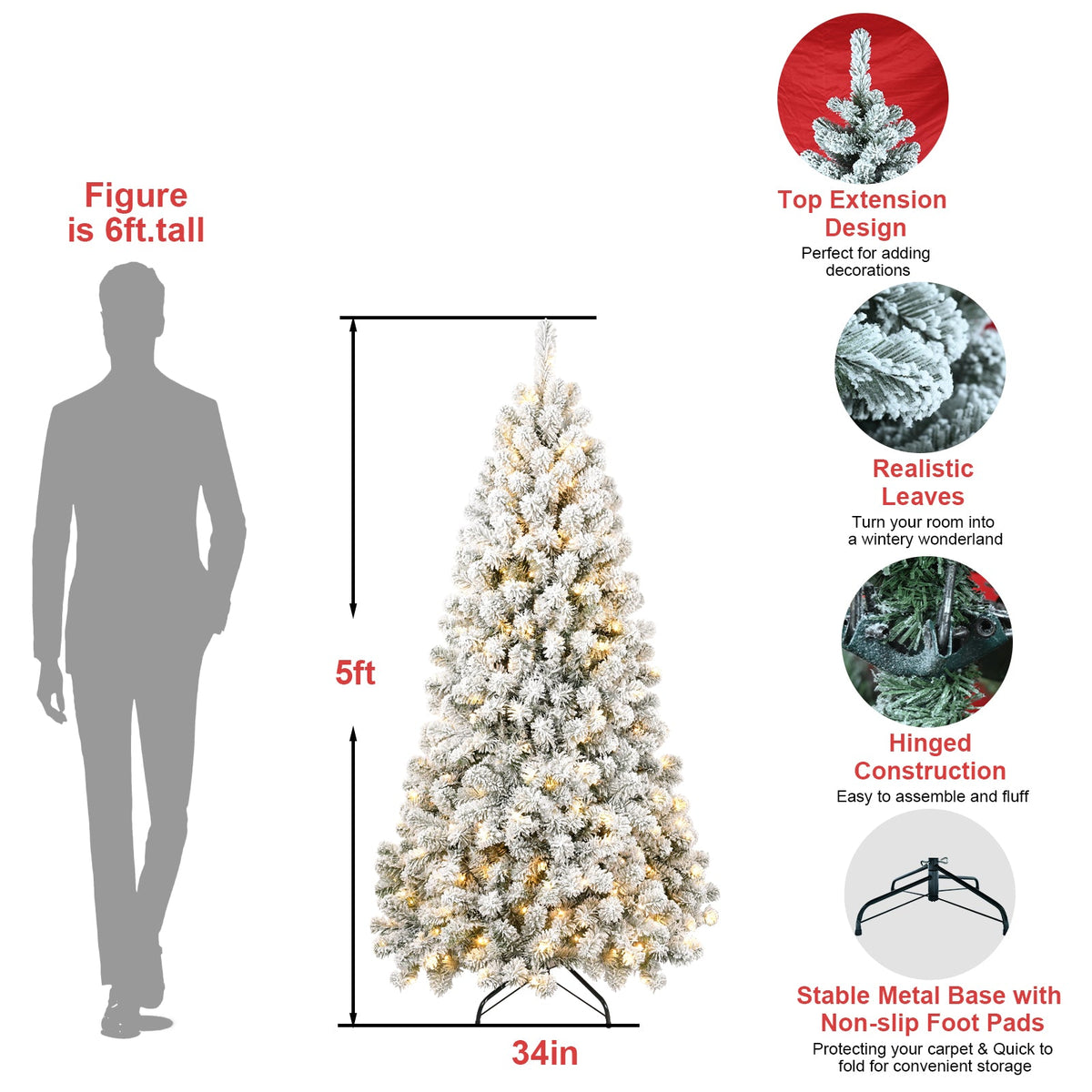 5FT PVC Memory Wire Christmas tree (With Light) 12