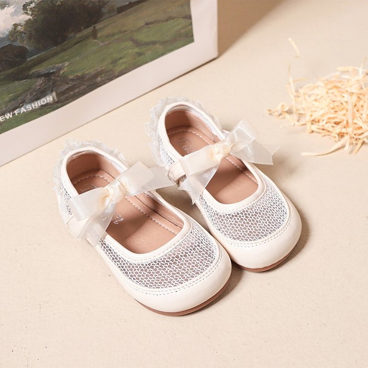 Girls' Fashion Mesh Soft Sole Anti Slip Lace Bow Low Top Princess Single Shoe 3