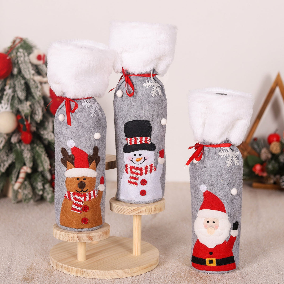 Christmas supplies red wine bottle covers elderly snowmen elk red wine bags household items 2