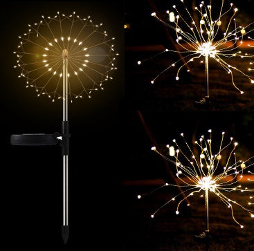 New Ground Plug Solar Fireworks Light LED Light String Copper Wire Outdoor Garden Decoration Star Lights Christmas Lights 31
