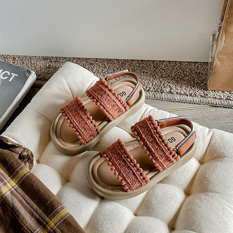 Girls Ethnic-Style Casual Retro Sandals With Soft Soles 3