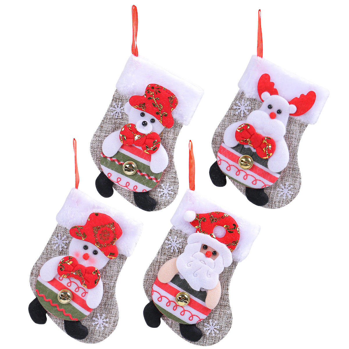 Christmas Doll Socks Cartoon Plush Christmas Socks Christmas Tree Pendant Santa Claus Snowman Candy Gift Bag 1