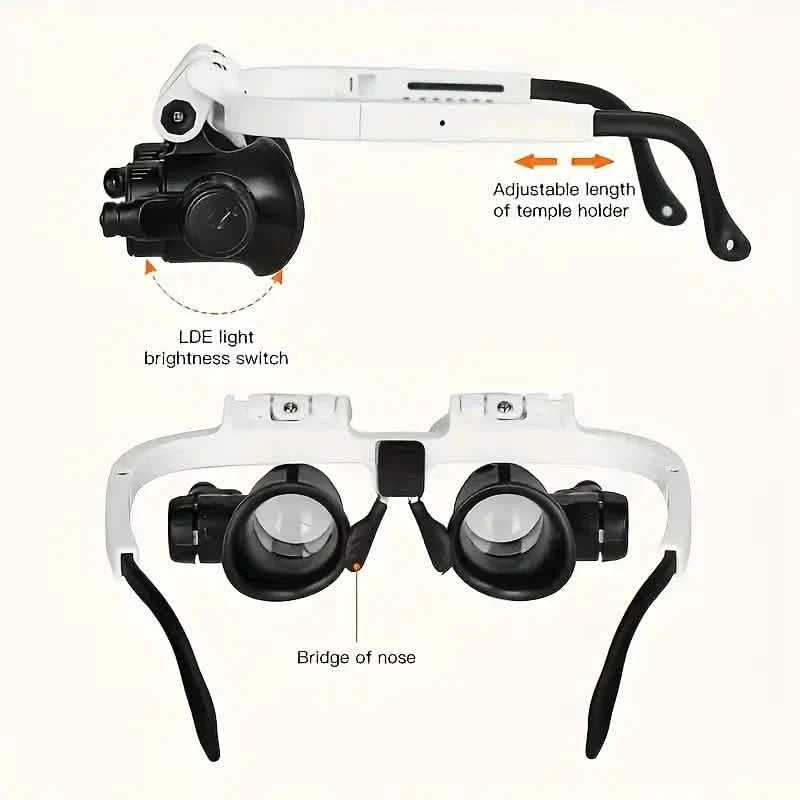 2-LED Head-Mounted Magnifier Glasses – 8x/15x/23x with Repair Light 5