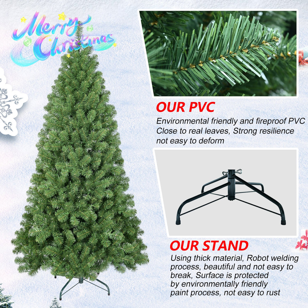 5FT PVC Green Memory Wire Christmas tree 8