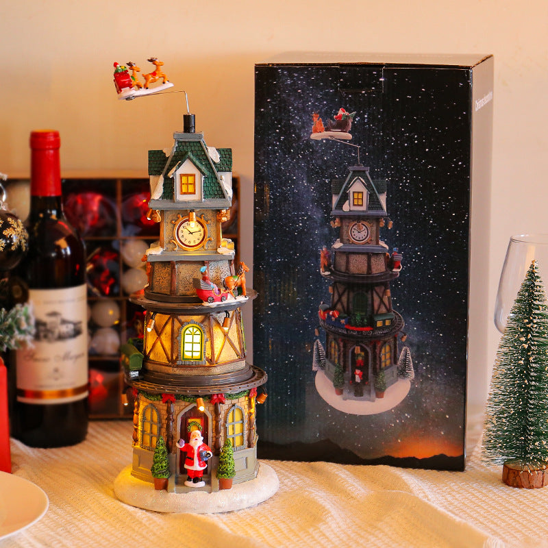 Christmas gift, Christmas luminous rotating music box, children's birthday night light 2