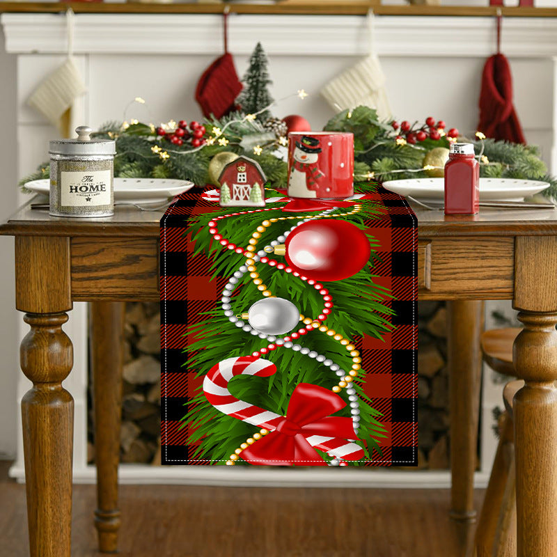 Christmas table flag Christmas candy printed tablecloth TV cabinet decoration white linen tablecloth tea flag pad 2