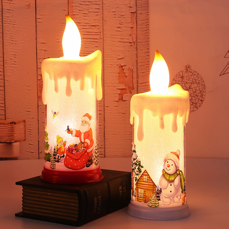 Christmas decoration candle light LED simulation flame candle Santa Claus snowman decoration night light 3