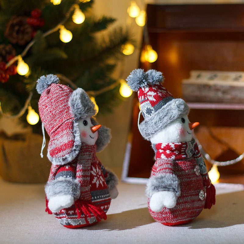 Doll Lei Feng Hat Scarf Snowman Doll Window Display Cute Christmas Snowman Cloth Doll 3