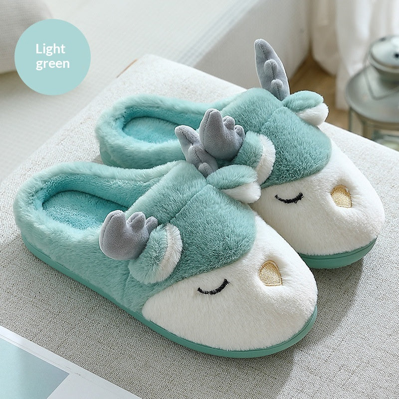 Women Winter Home Slippers Deer Elk Non-slip Soft Warm House Shoes Mens GIrs Indoor Bedroom Couples Floor Footwear Fuzzy House Slippers For Women Durable Furry Bedroom Slipper Lightweight And Non-Slip 14