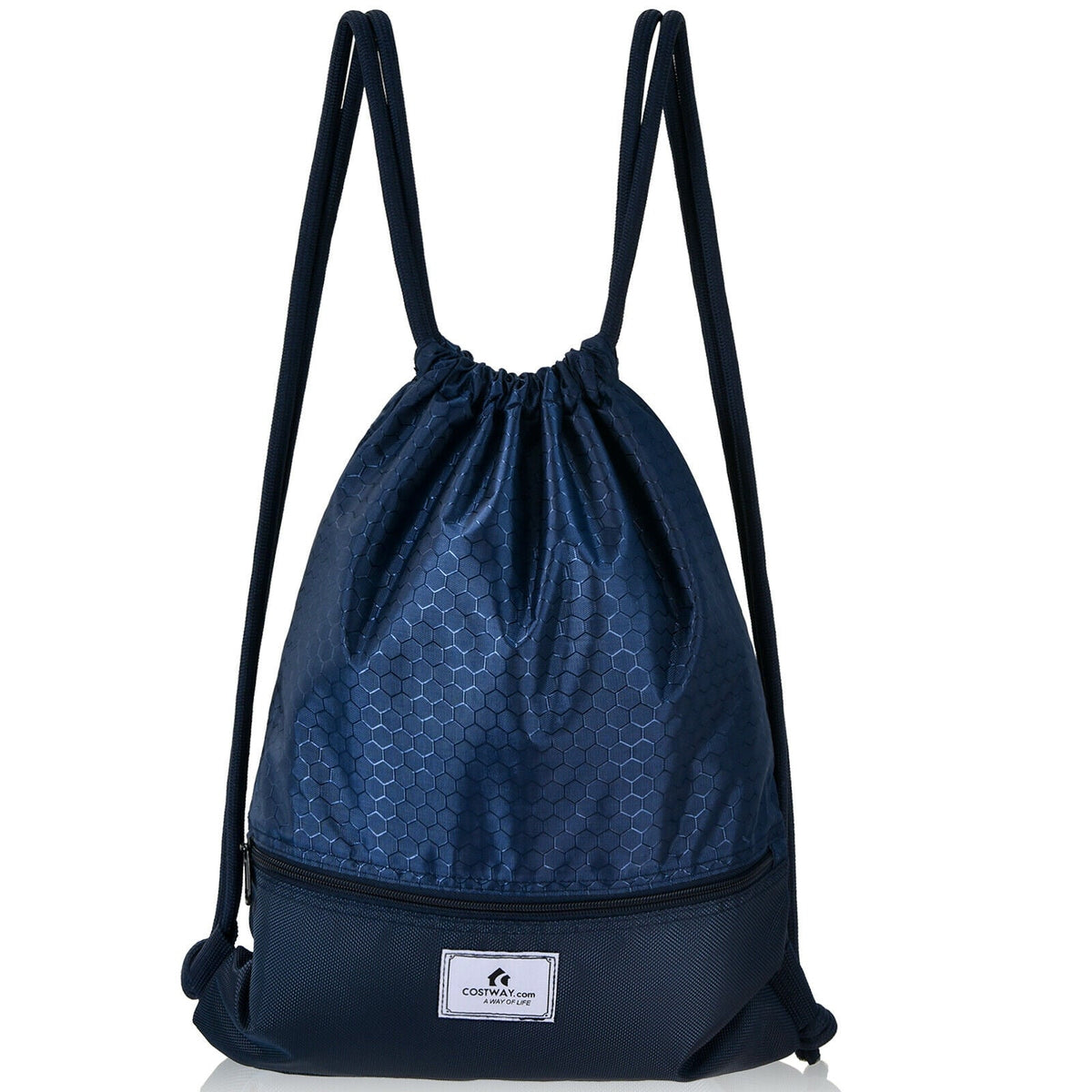 Drawstring Backpack String Bag Foldable Sports Sack with Zipper Pocket-Green 7