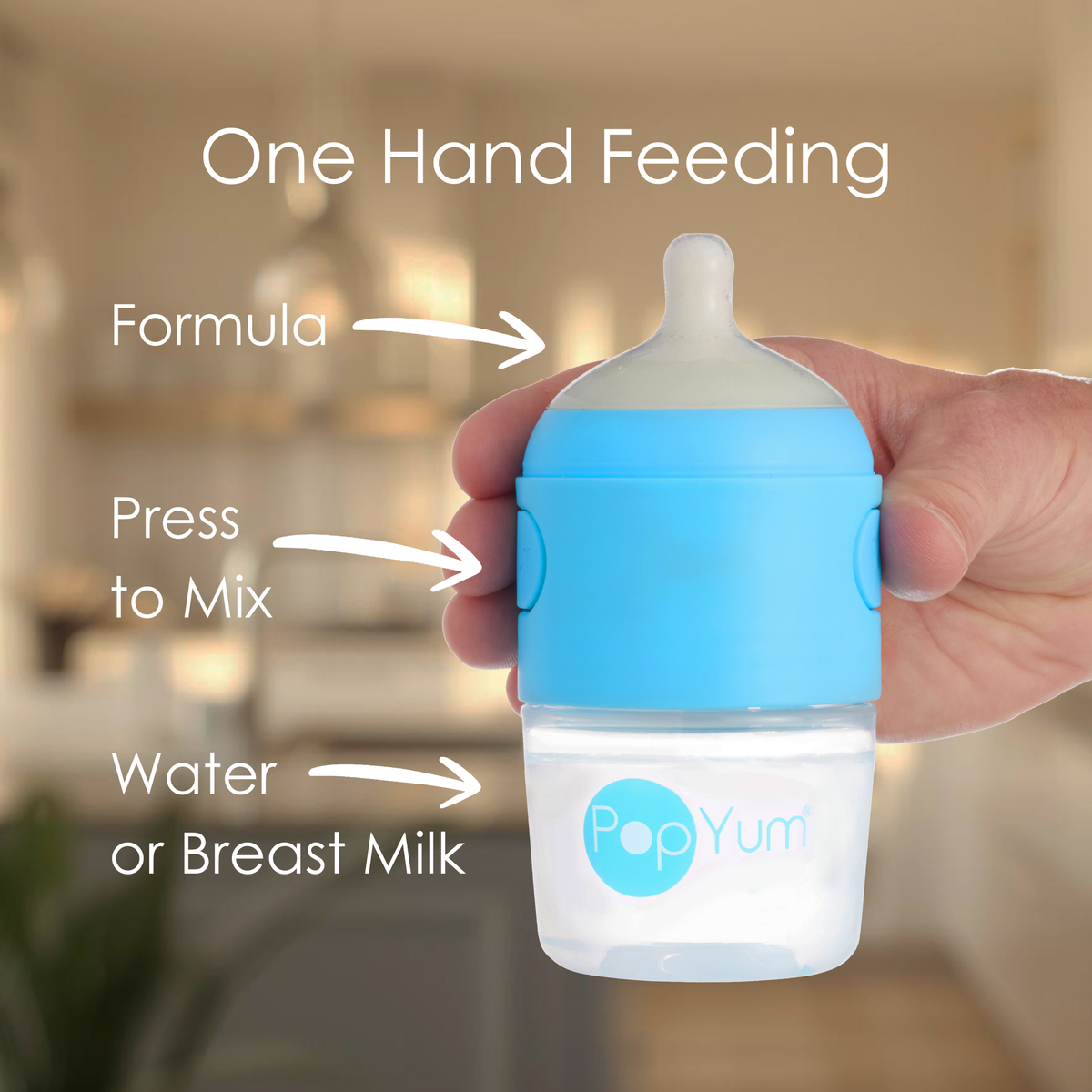 PopYum Blue Formula Making Baby Bottle 4-Pack Set with White Drying Rack Bundle 2