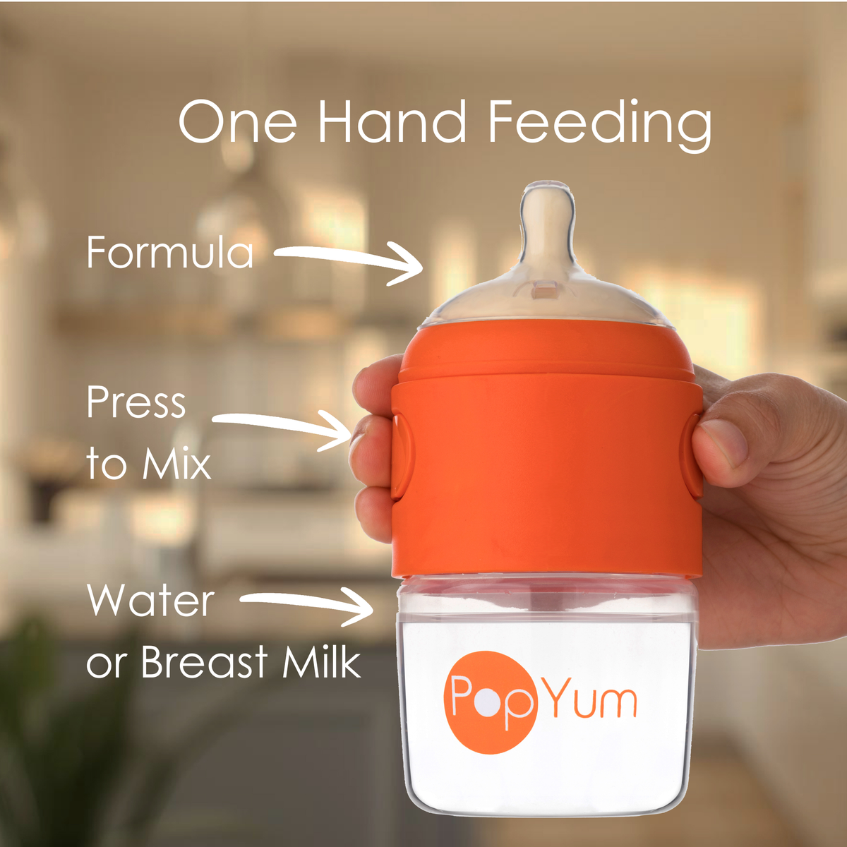 PopYum 5oz Anti-Colic Baby Bottle for Breast and Formula Feeding, Orange, #1 Slow Flow Nipple 2