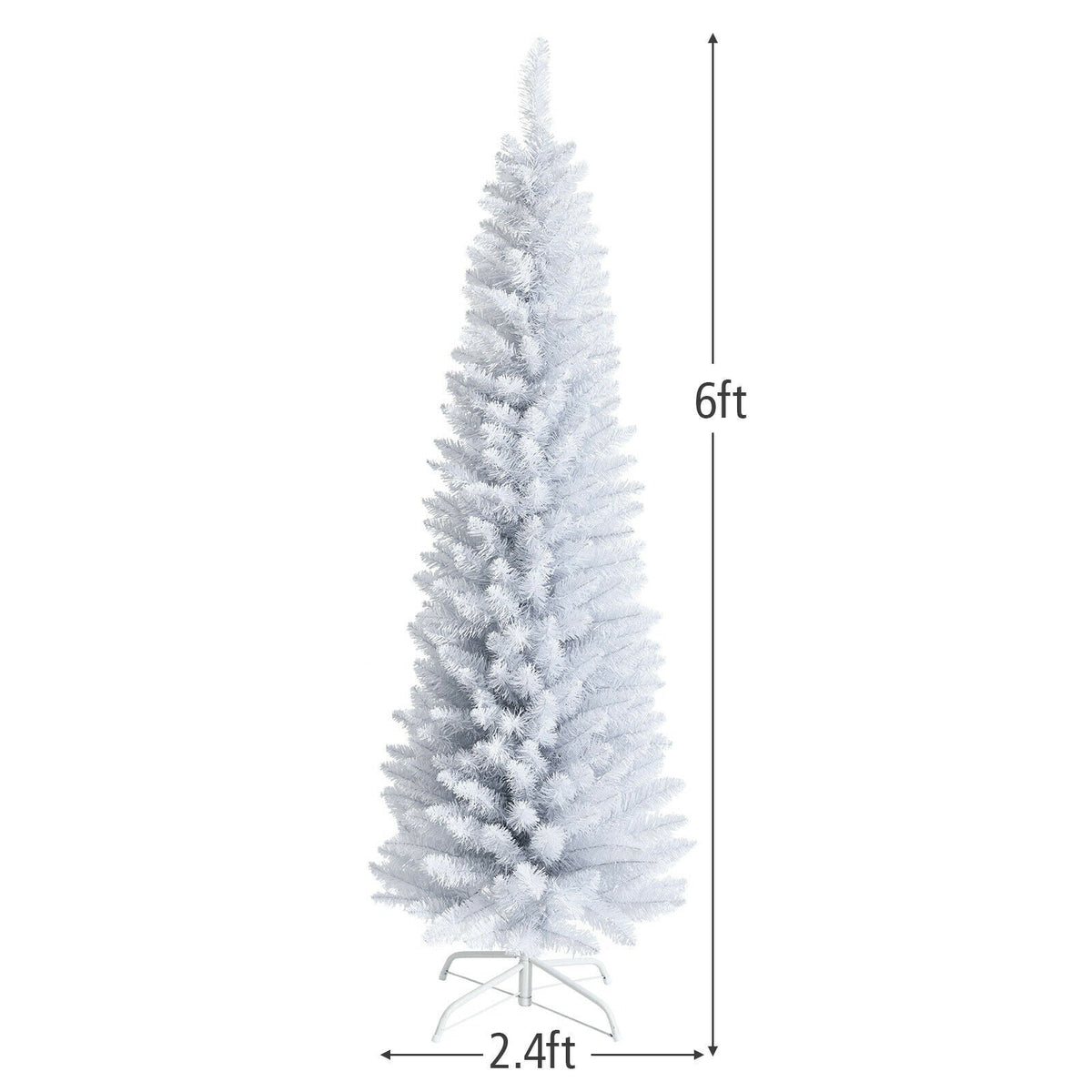 6 Feet Unlit Artificial Slim Pencil Christmas Tree with Metal Stand 4