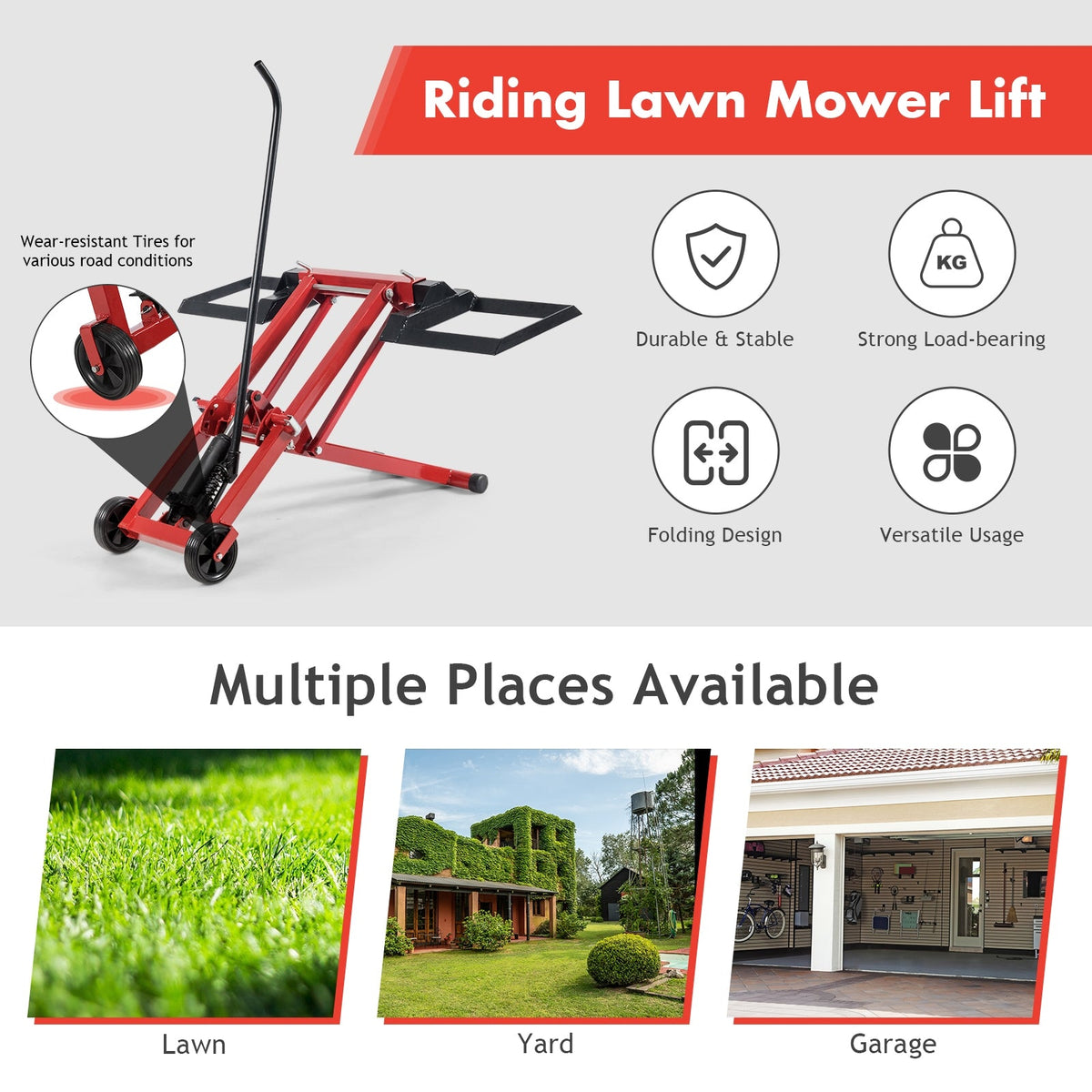 Hydraulic Lawnmower Lift Jack for Tractors and Zero Turn Riding Lawn Mowers 2