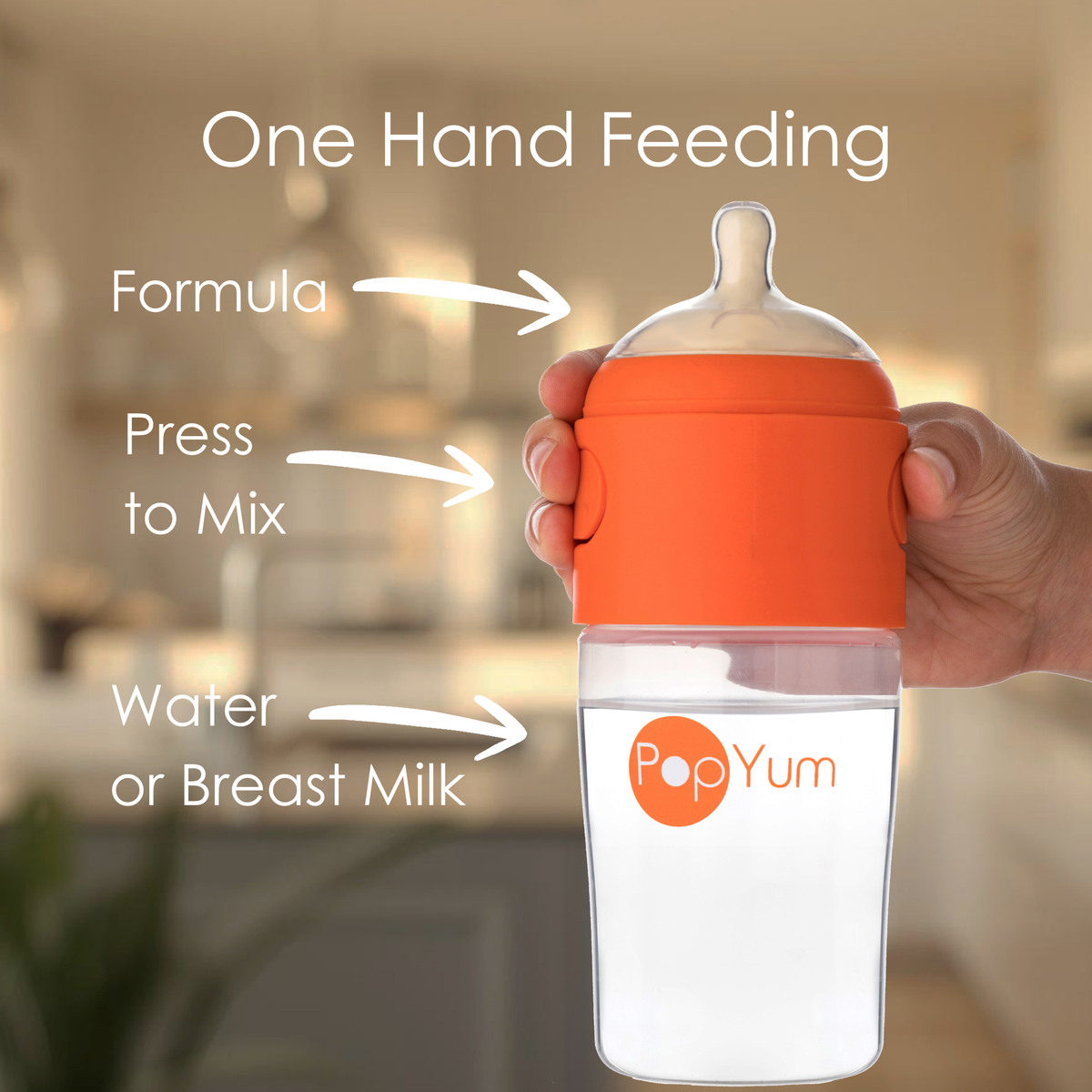 PopYum 9oz Anti-Colic Baby Bottle for Breast and Formula Feeding, Orange, #2 Medium Flow Nipples 2
