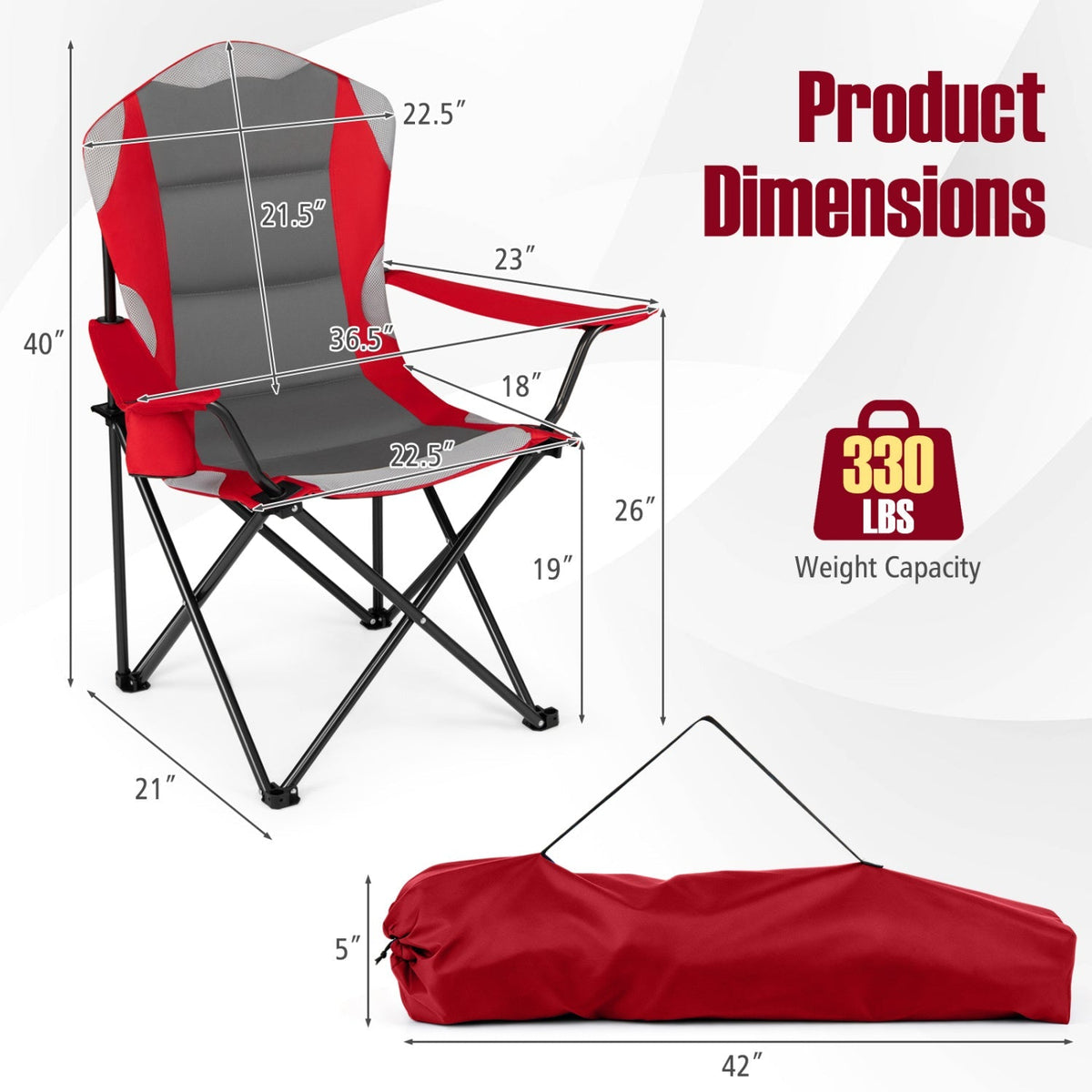 Folding Camping Chairs for Adults with Cup Holders (2-Pack) 19