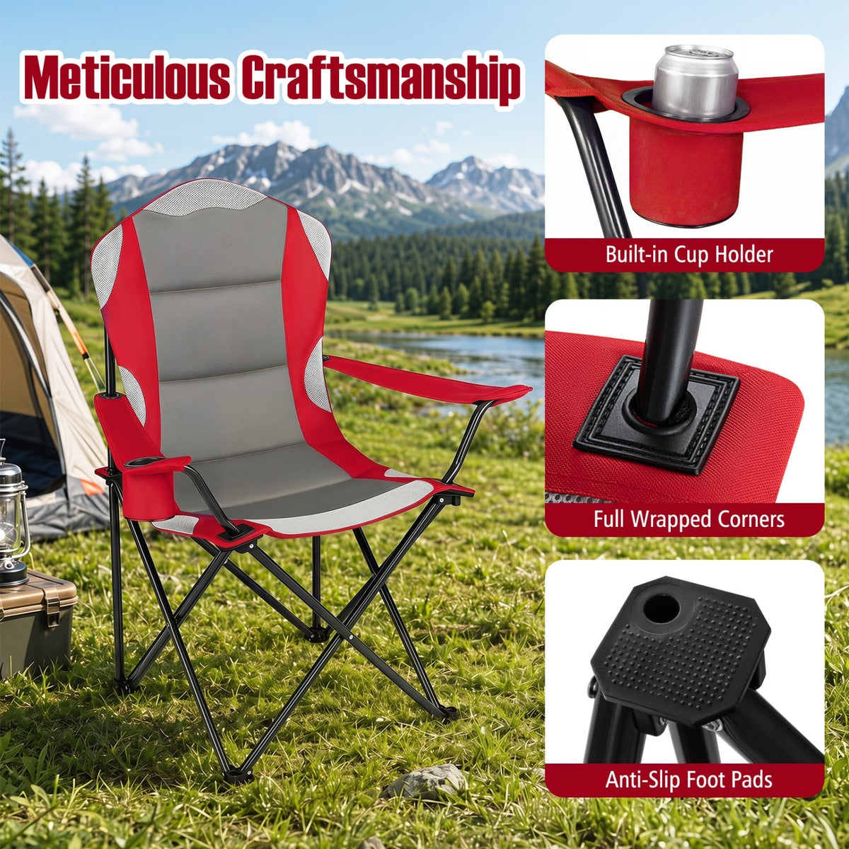 Folding Camping Chairs for Adults with Cup Holders (2-Pack) 20