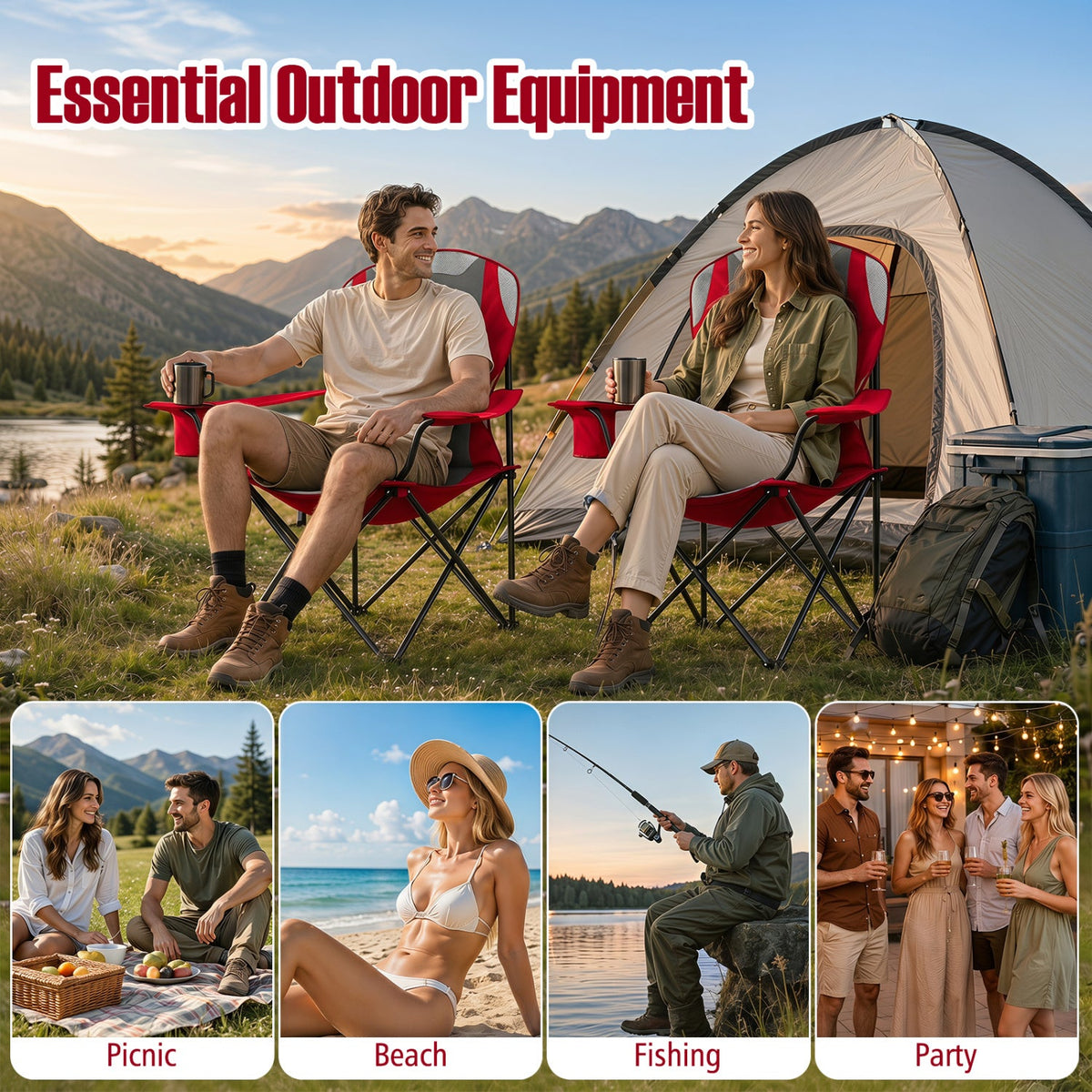 Folding Camping Chairs for Adults with Cup Holders (2-Pack) 21
